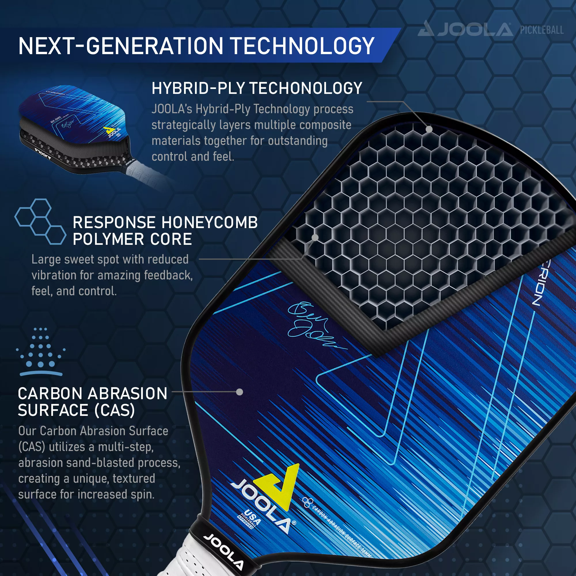 JOOLA Ben John's Hyperion CAS 16 Mm Pro Pickleball Paddle - Image 4