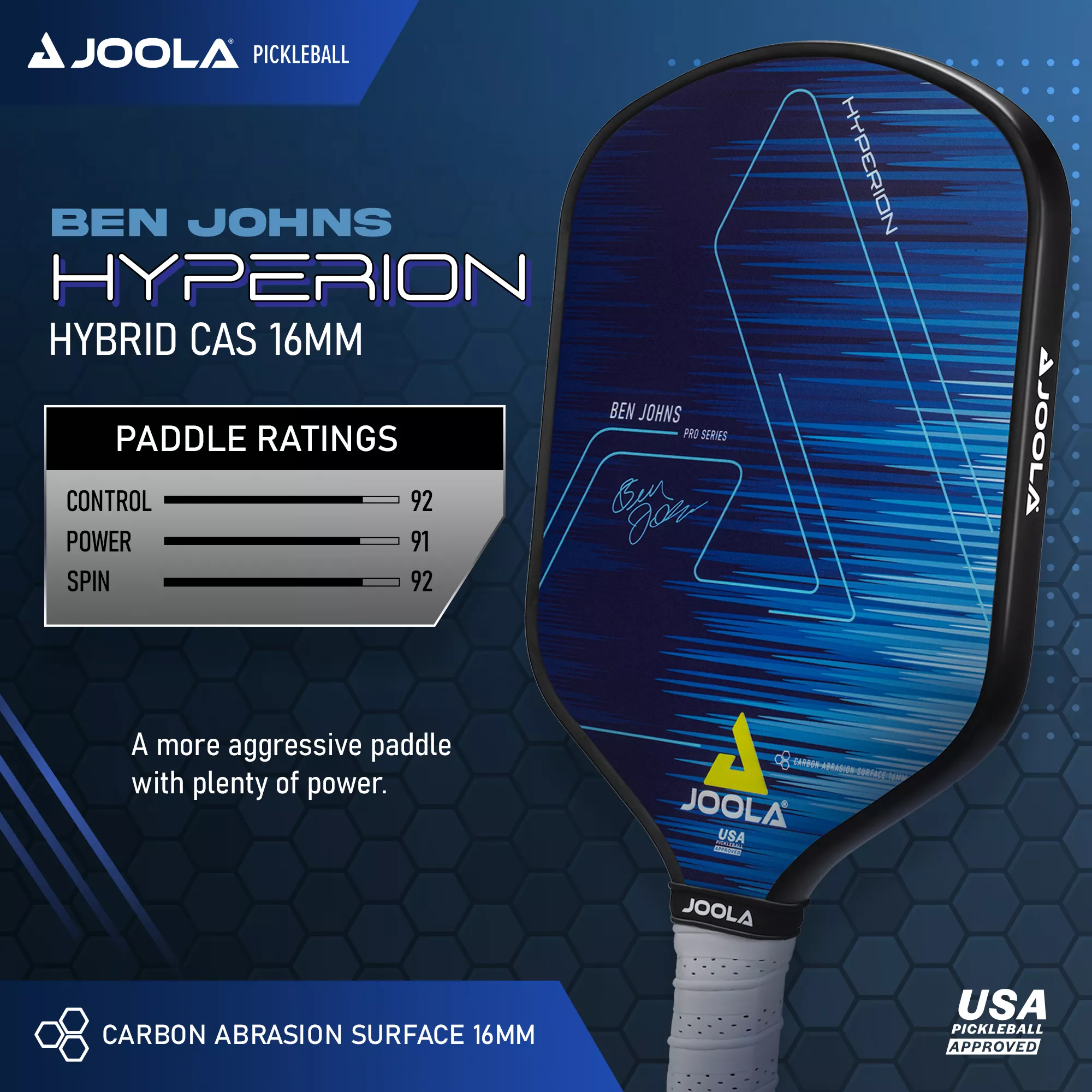 JOOLA Ben John's Hyperion CAS 16 Mm Pro Pickleball Paddle - Image 6