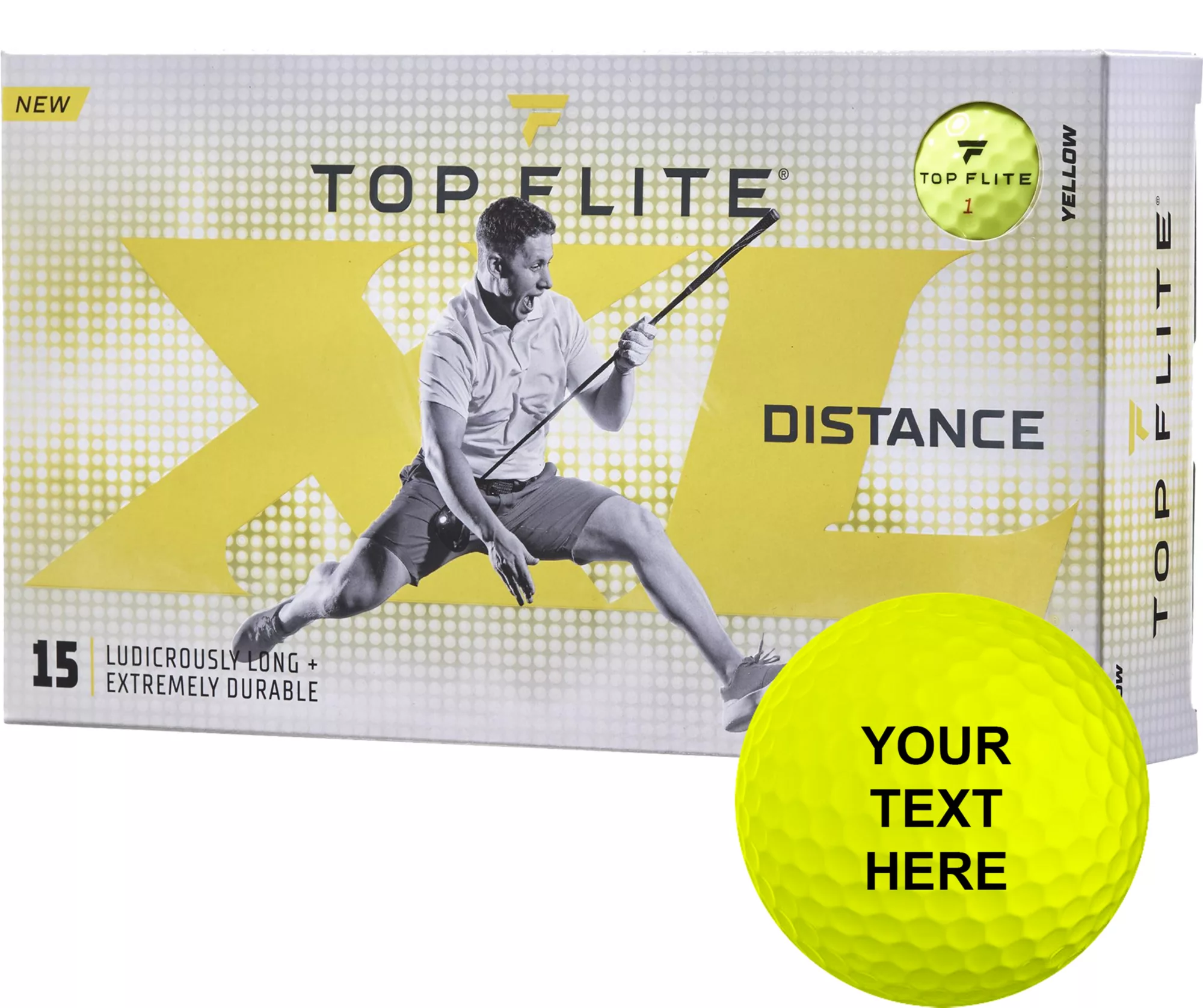 Top Flite 2022 XL Distance Yellow Personalized Golf Balls