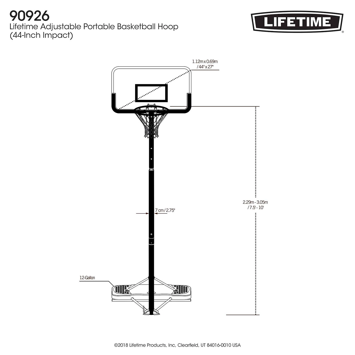 Lifetime 44” Cross Over Portable Basketball Hoop - Image 5