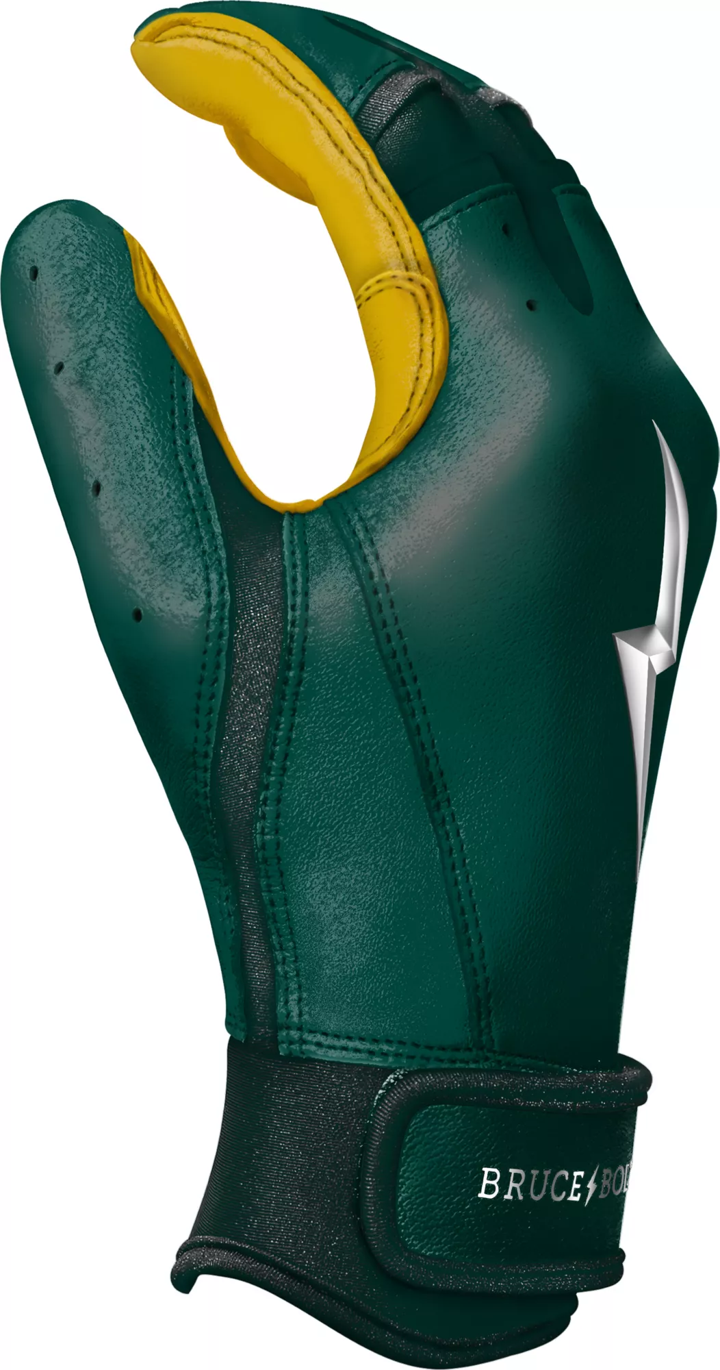 Bruce Bolt Adult Short Cuff Gold Palm Batting Gloves - Image 3