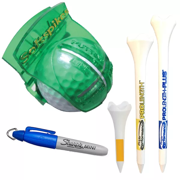 Softspikes Golf Ball Alignment Tool & 3 Pride Performance Tees - Image 2